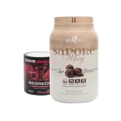 WHEY PROTEIN 3W - SAPORE CHOCOLATE + PRÉ TREINO SEGREDIN