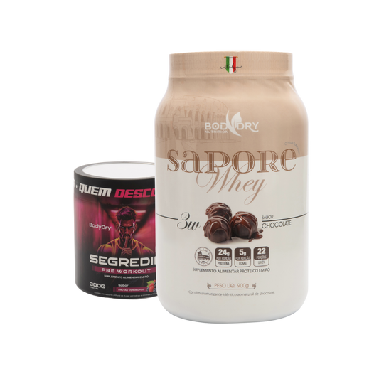 WHEY PROTEIN 3W - SAPORE CHOCOLATE + PRÉ TREINO SEGREDIN