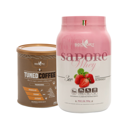WHEY PROTEIN 3W - SAPORE MORANGO e TUNED COFFEE TRADICIONAL