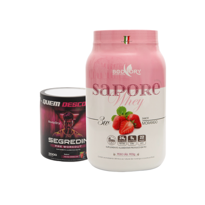 WHEY PROTEIN 3W - SAPORE MORANGO + PRÉ TREINO SEGREDIN
